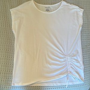Rachel Roy white t-shirt with ruched side, Size Small